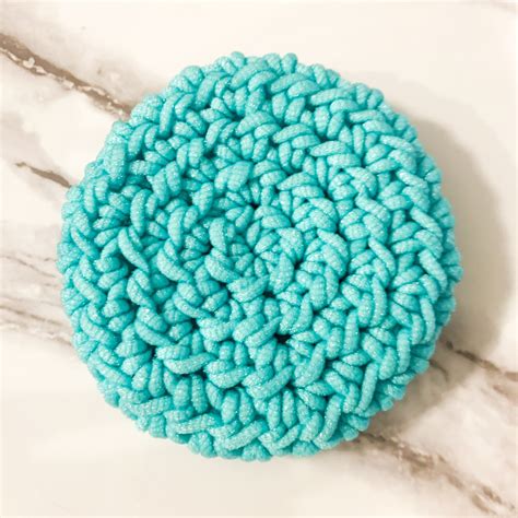 5 mm (I). . Sparkly crochet dish scrubby